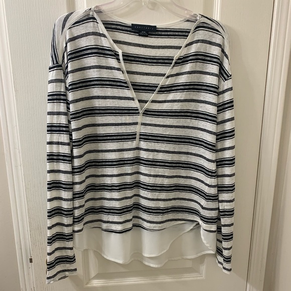 Sanctuary Lagenlook Linen Knit Tunic Top Stripes Layered Women’s Medium - Picture 2 of 12